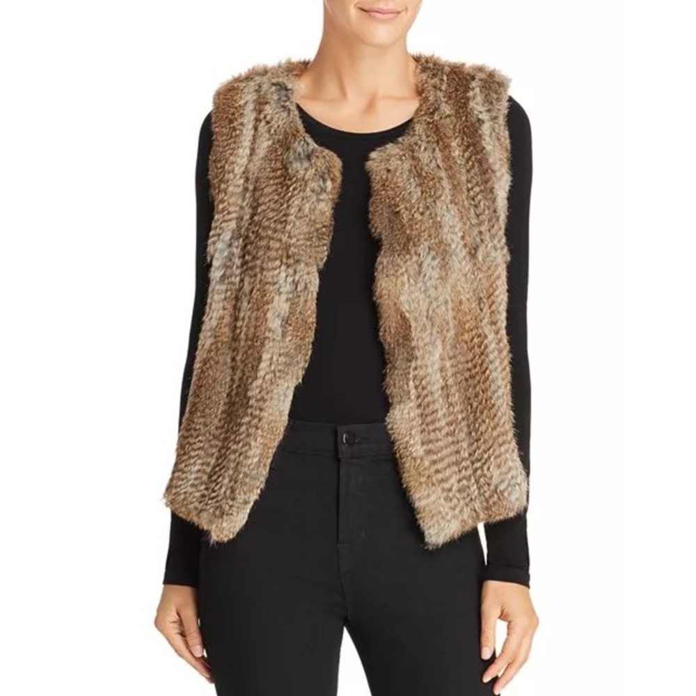 525 America Luxe Genuine Rabbit Fur Vest Brown Size Small – Excellent Condition‎